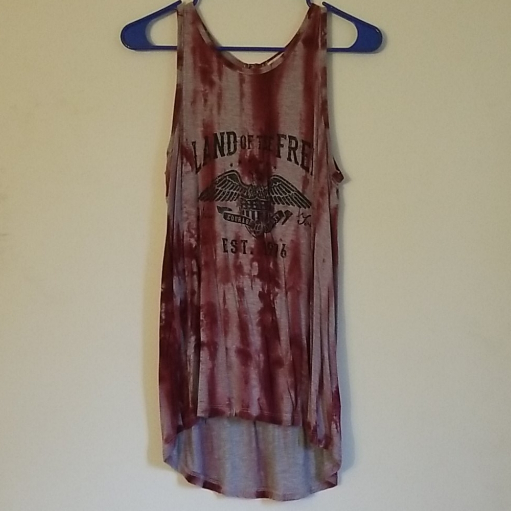Maurices Red and White Land of the Free Tank Top